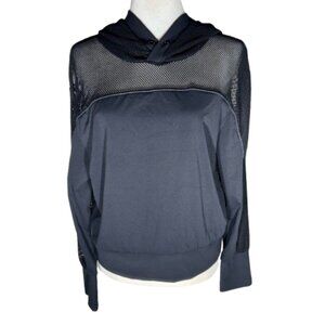 Zyia Active Mesh Winner Hoodie Sweatshirt Women's Size Medium Black Long Sleeve